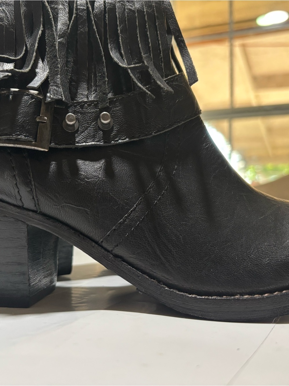 Free People Black Fringe Ankle Boots - Picture 8 of 11
